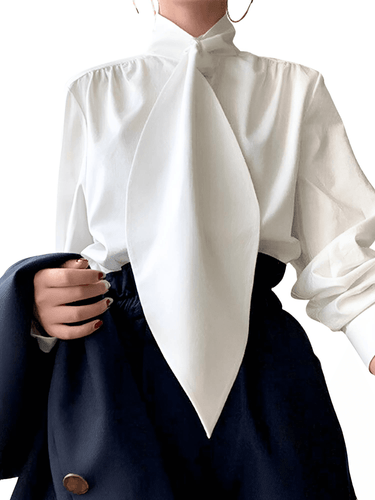 Stylish Long Sleeve High Neck Blouse -, Blouses , Drestiny , Australia, Black, Blouses, Dress Shirts, L, Long Sleeves, M, New Zealand, S, United Kingdom, United States, White, XL , Drestiny , www.shopdrestiny.com